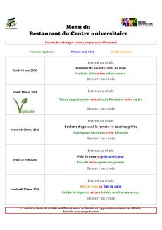 Menu du 18 au 22 mai