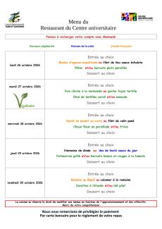 Menu du 26 au 30 octobre 2026