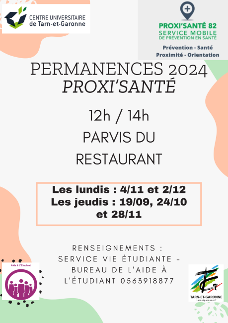 Permanences Proxi'Santé 2024 Permanences Proxi'Santé 2024